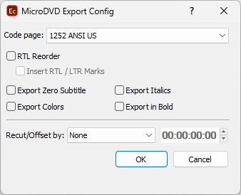 &nbsp;MicroDVD SUB Export Config