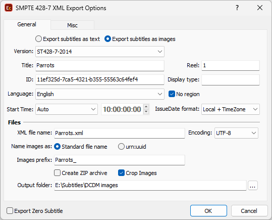 DCMD SMPTE 428 Export Configuration- General DCMD SMPTE 428 Export Configuration- General