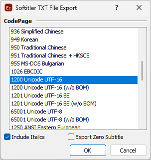 &nbsp;Export Configuration