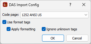 DAS Files Import Configuration DAS Files Import Configuration