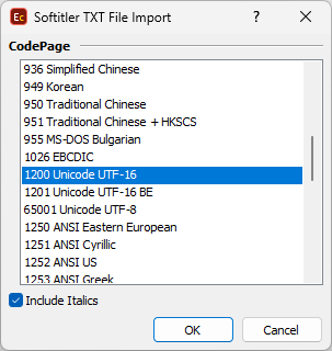 Softitler TXT import configuration Softitler TXT import configuration