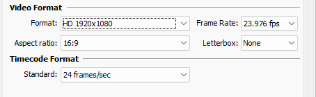 Video Format and TimeCode Format Video Format and TimeCode Format
