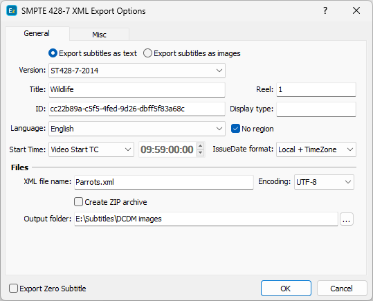 &nbsp;DCMD SMPTE 428 Export Configuration - General