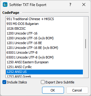 &nbsp;Export Configuration