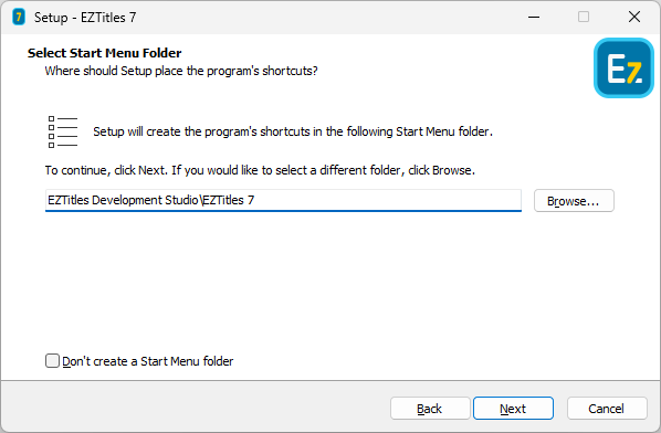 Start Menu folder selection Start Menu folder selection