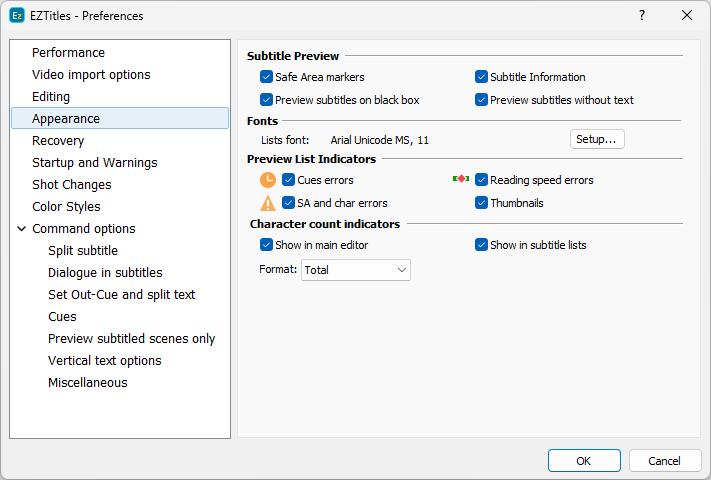 &nbsp;Preferences - Appearance