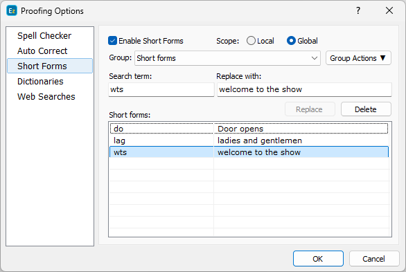 Short Forms Short Forms