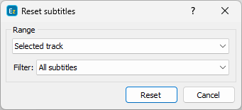 &nbsp;Reset Subtitles