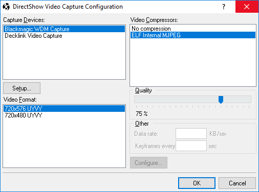 &nbsp;Video Capture Configuration
