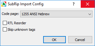 &nbsp;SRT Import Config